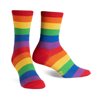  radiant rainbow pride socks: fun, vibrant crew-length socks featuring resilience of awolfxlotl.   