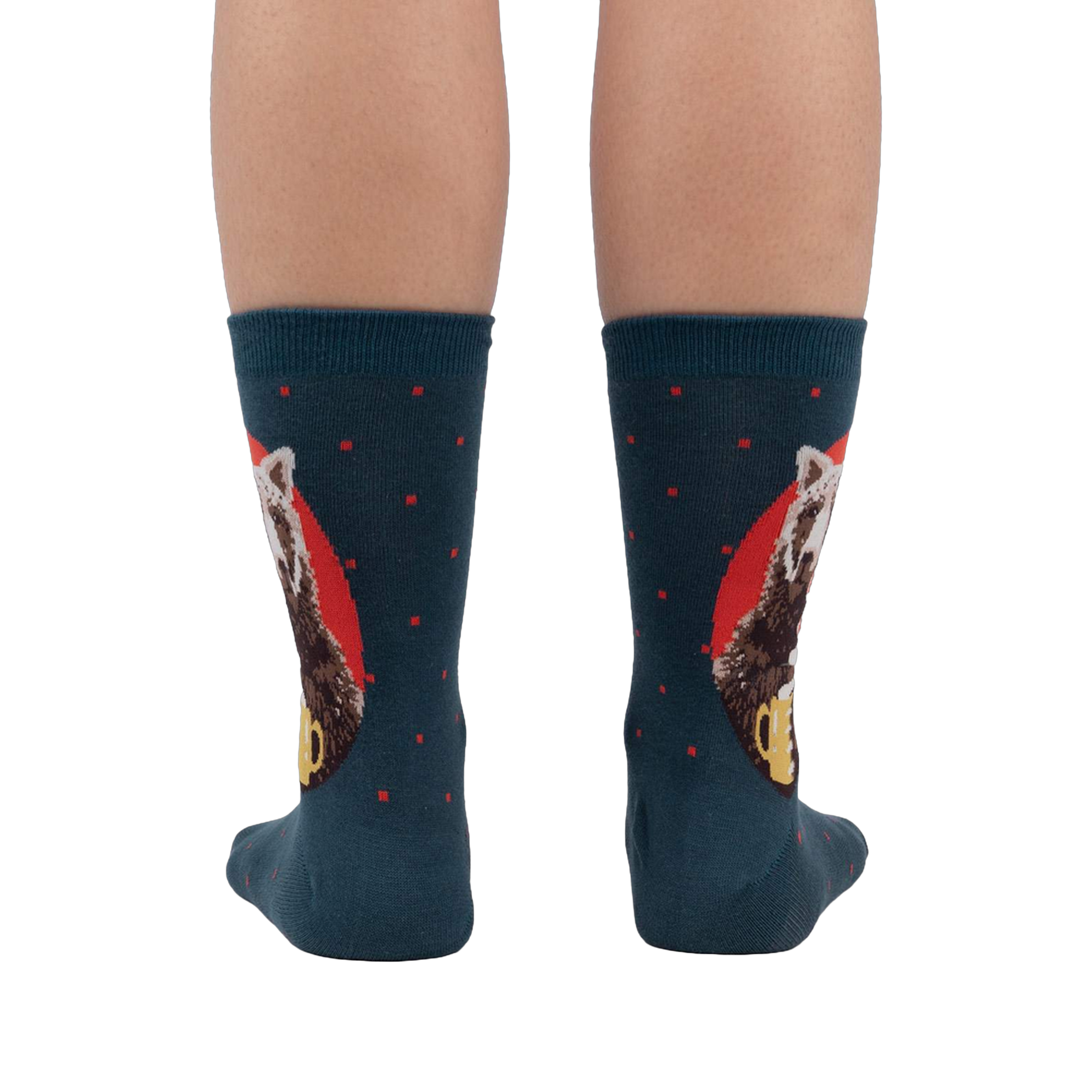 Rear view of the 'Bearly Awake' socks, highlighting the design on the back of each sock.