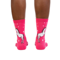 Rear view of the socks on a person's legs, showcasing the back design.