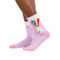 Lifestyle shot showing the socks on a person's feet, showcasing how they look when worn.
