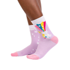Lifestyle shot showing the socks on a person's feet, showcasing how they look when worn.