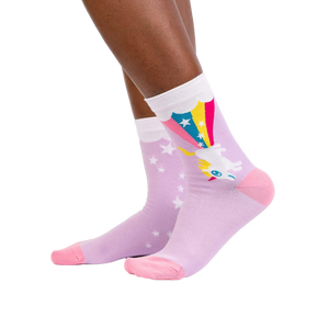 Lifestyle shot showing the socks on a person's feet, showcasing how they look when worn.