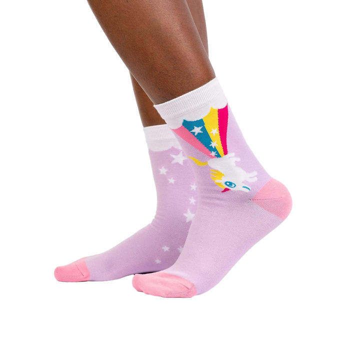 Lifestyle shot showing the socks on a person's feet, showcasing how they look when worn.