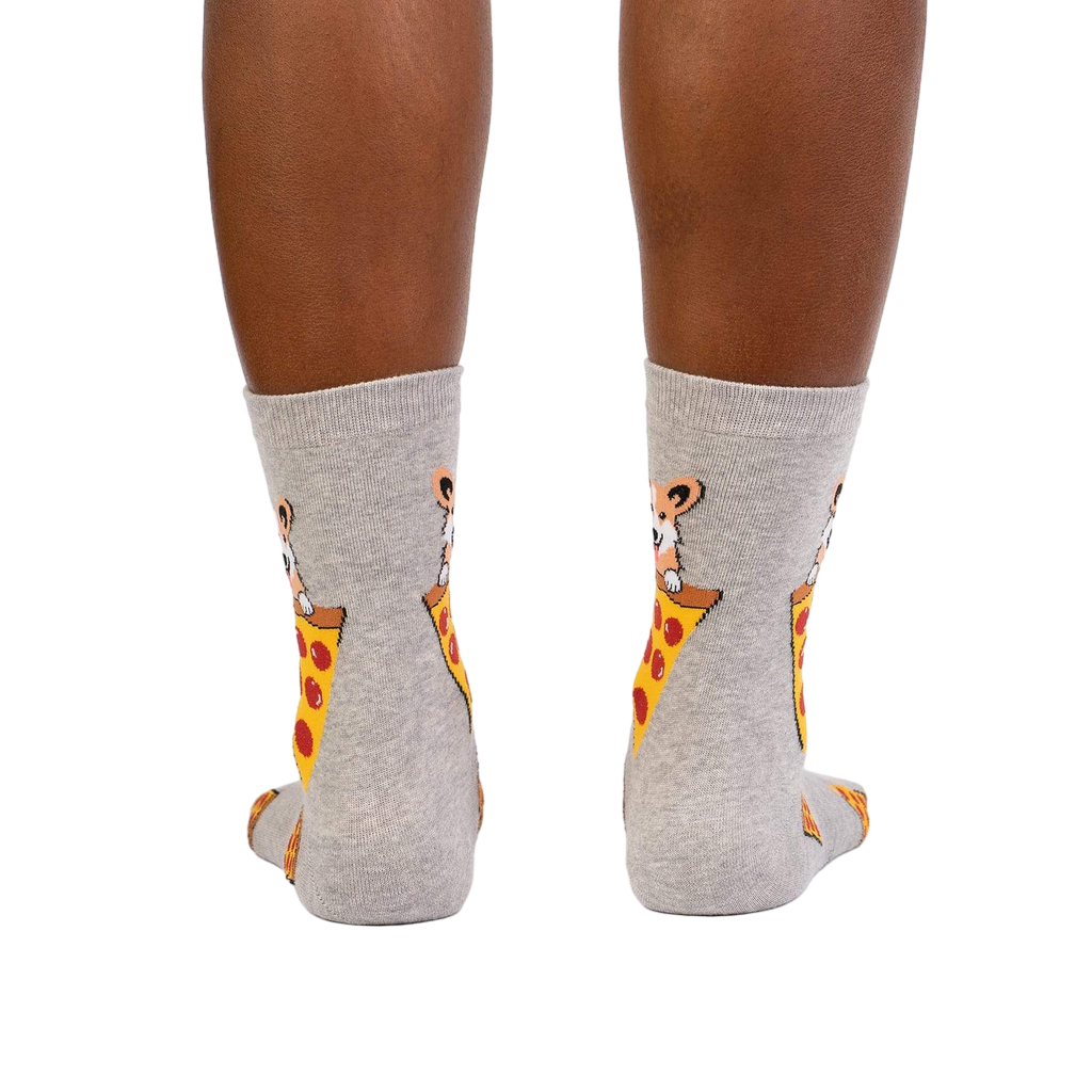 Rear view of a person wearing the 'Best Friends' socks, showcasing the design on the back of the socks.