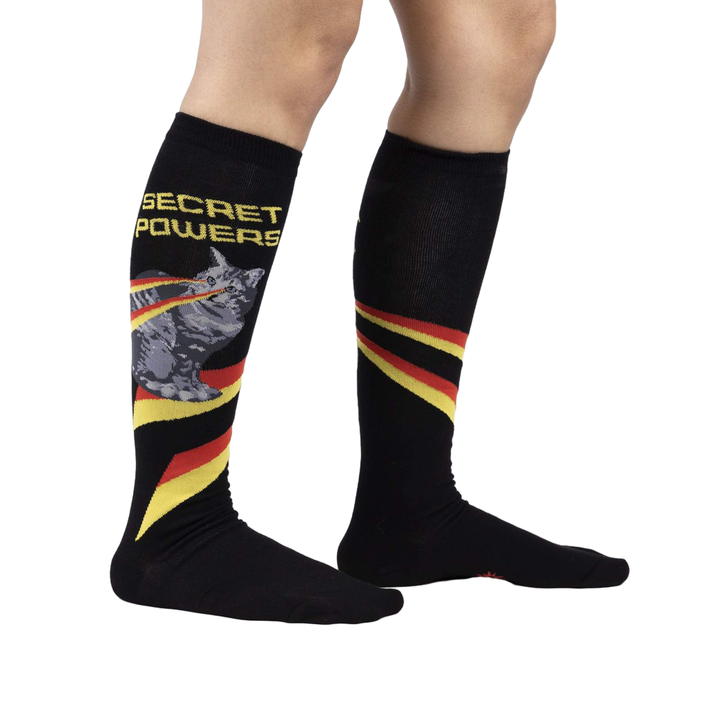 Lifestyle shot showing the socks on a person's legs.