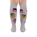 Back view of the 'Nap Leisure' knee-high socks on a person's legs, showing the full design and pattern repeat.