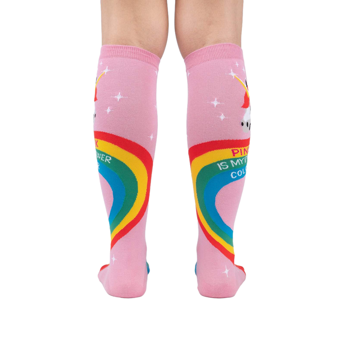 Back view of the Rainbow Mane socks, showcasing the full design.
