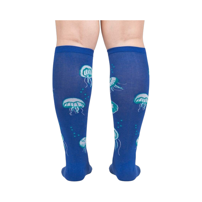 Back view of the 'Nice to Sea You' socks, highlighting the complete jellyfish pattern.