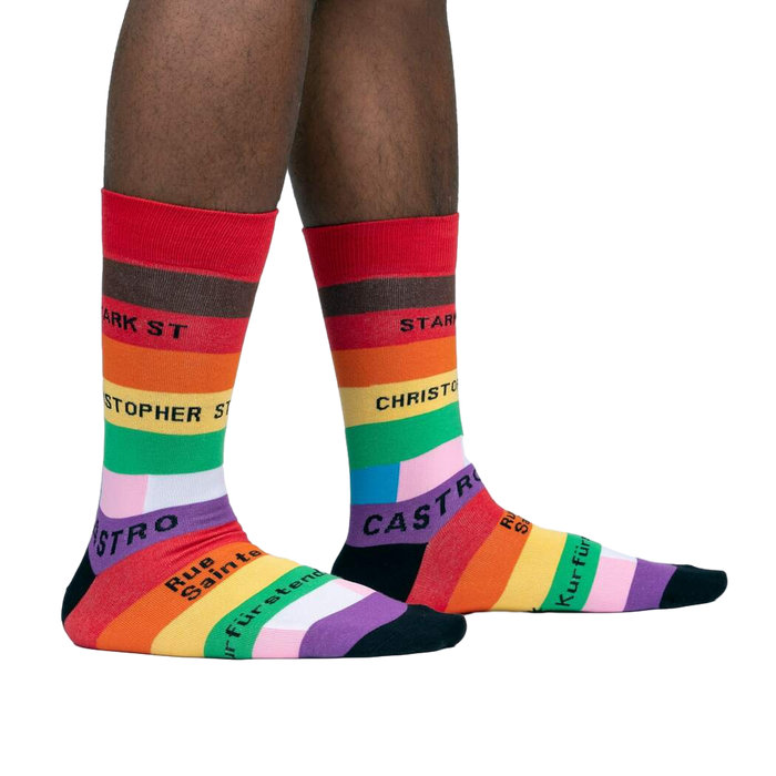Flat lay product shot showing both socks laid out on a white background.