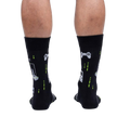 Rear view of the 'Game On' socks on a person's legs, showing the full design from behind.