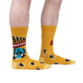 Lifestyle shot of a person wearing the Brewmaster socks, showcasing the fit and style on a leg.