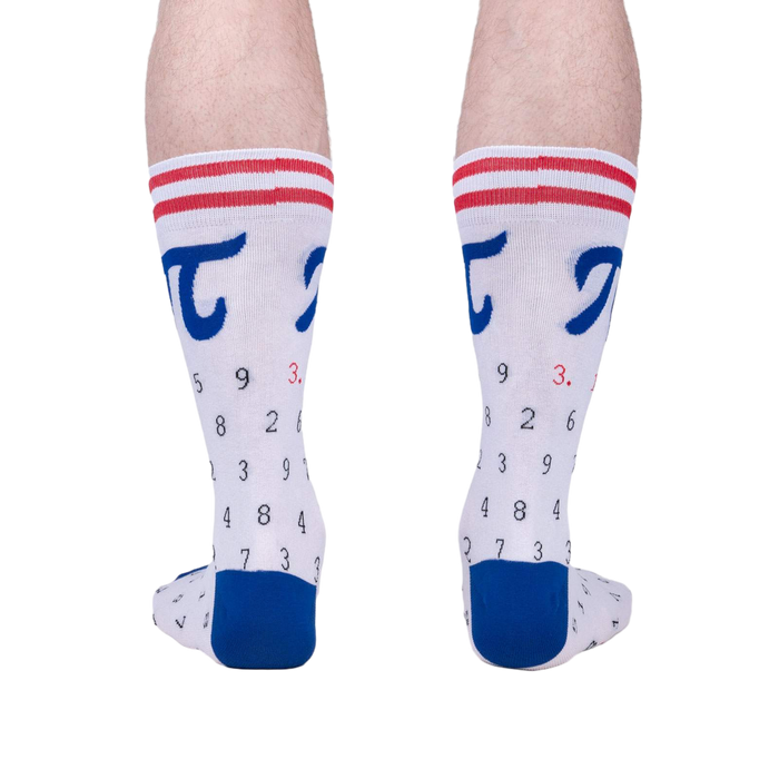 Back view of the American Pi socks, showcasing the complete design on the heel and back of the sock.