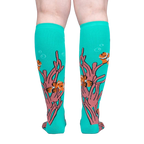 Back view of the 'Friends with Benefish' knee-high socks, showcasing the full design on a light grey background.