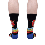 Back view of a pair of 'Stay Weird' socks; showcasing design details on the heel and back of the sock.