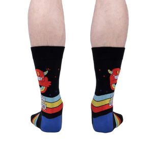 Back view of a pair of 'Stay Weird' socks; showcasing design details on the heel and back of the sock.