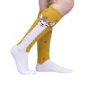 Lifestyle shot of Llama Queen knee-high socks on a woman's legs, showcasing the fit and style.
