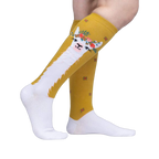 Lifestyle shot of Llama Queen knee-high socks on a woman's legs, showcasing the fit and style.