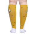 Back view of Llama Queen knee-high socks, highlighting the full design and sock placement on the leg.