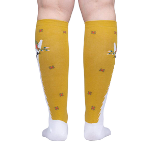 Back view of Llama Queen knee-high socks, highlighting the full design and sock placement on the leg.