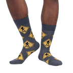 Lifestyle shot of a person wearing the Bigfoot Xing socks, showing how they look on the foot.