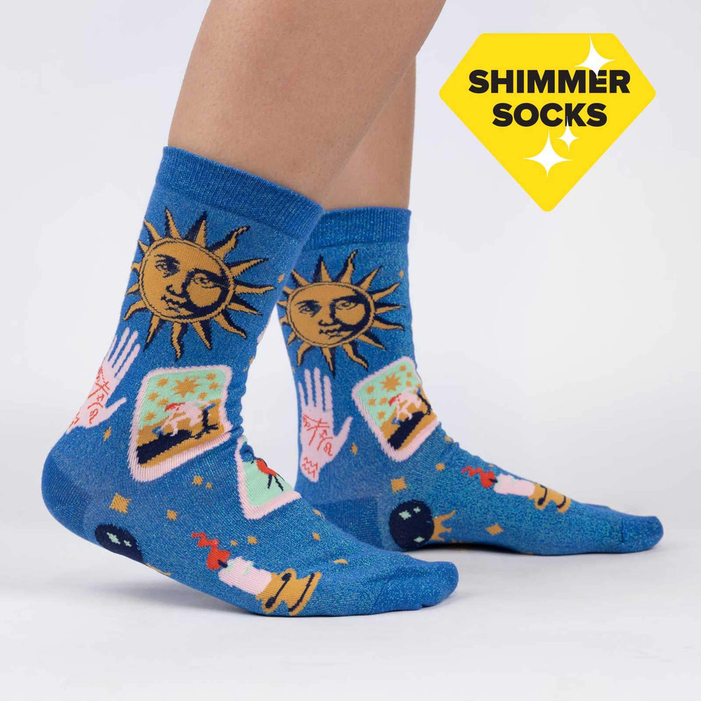 It's In The Cards Shimmer Womens Funky Crew Socks | Sockologie
