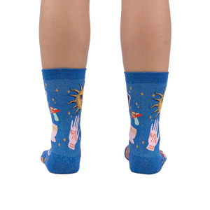 Back view of the 'It's In The Cards Shimmer' socks, highlighting the full design on the back of the socks.