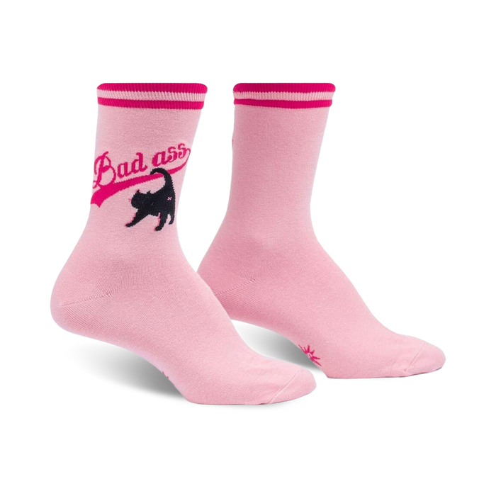 pink and black crew socks with 