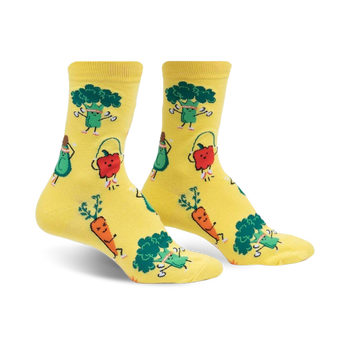plant powered gardening themed womens yellow novelty crew socks