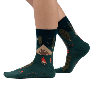 Lifestyle shot of 'Off The Grid' socks on a person's feet, showcasing the socks' design and fit.