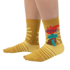 Lifestyle shot showing the socks on a person's feet, showcasing fit and style.