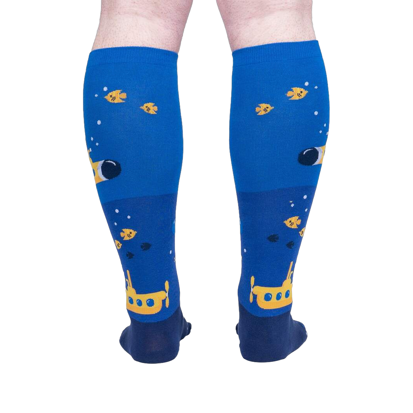 Back view of the Aquatic Adventure socks, highlighting the design details on the back of the socks.