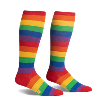 wide calf length creations. these vibrant, fun and fabulous fashion foot warmers will have you strutting like a glam rock peacock and living your life outloud!  fun, celebratory, and cheerful pride themed technicolour dream knee high wide calf length creation spanning the entire roygbiv for men and women. 