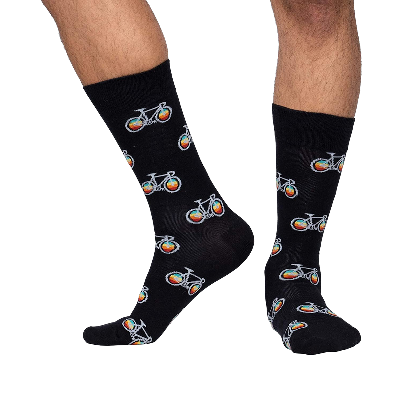 Lifestyle shot: Pedal Power socks on a person's feet, showcasing the fit and style.