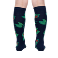 Rear view of the socks, emphasizing the design's continuation around the back of the leg.