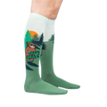 Lifestyle shot of model wearing a pair of 'That's Shady' knee-high socks.