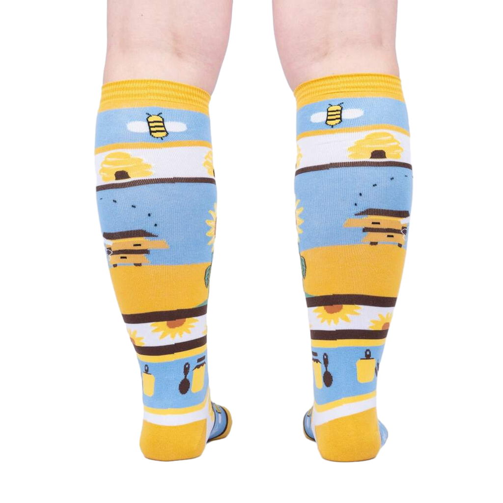 Rear view of the socks showing the full design detail on the back of the legs.