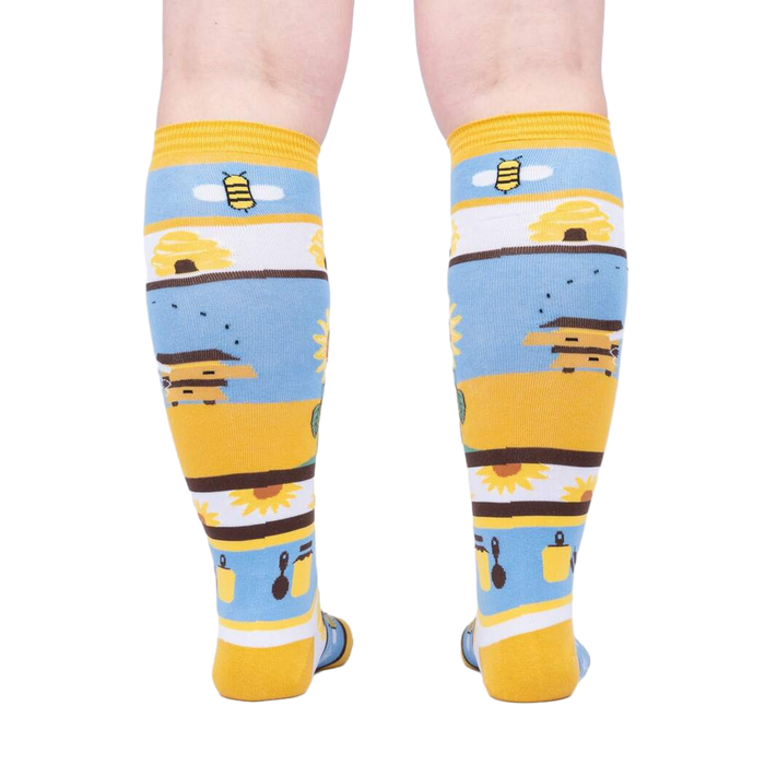 Rear view of the socks showing the full design detail on the back of the legs.