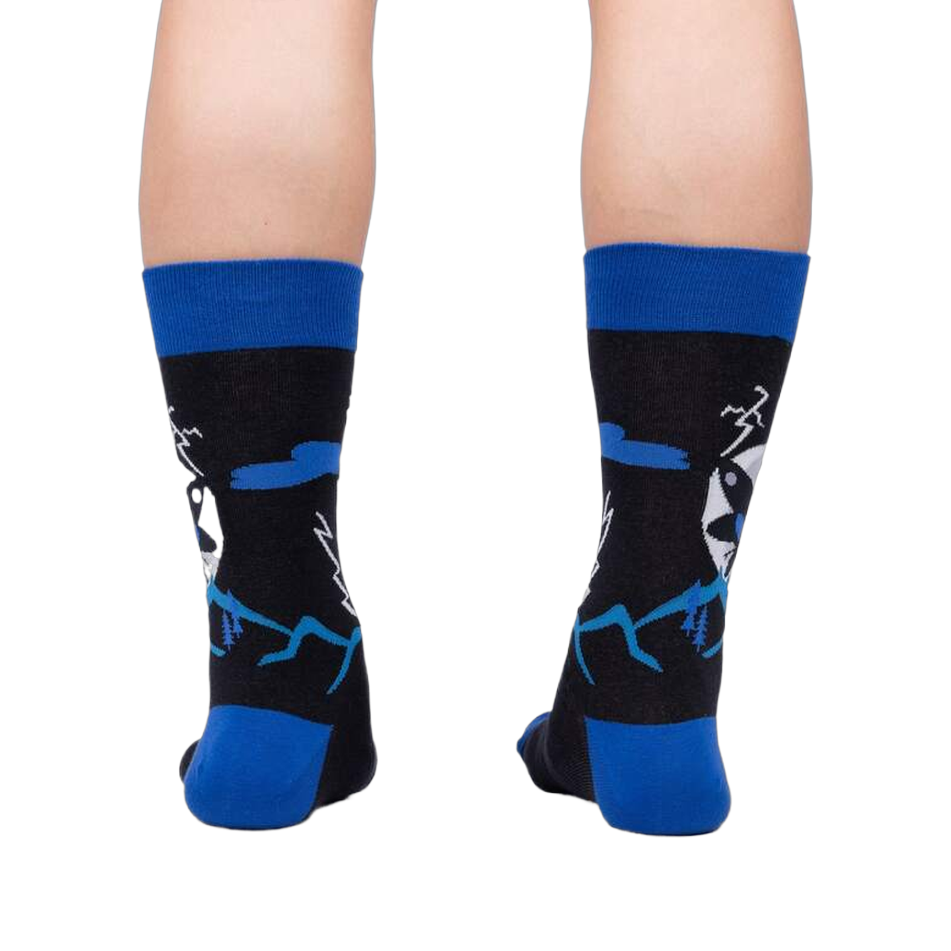 Back view of the socks, showcasing the design's symmetry and detailing on the heels.