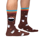 Lifestyle shot of a person wearing the 'Pot Head' socks, showing how they look on feet.