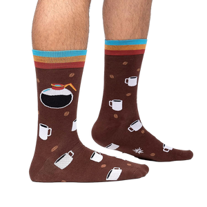 Lifestyle shot of a person wearing the 'Pot Head' socks, showing how they look on feet.