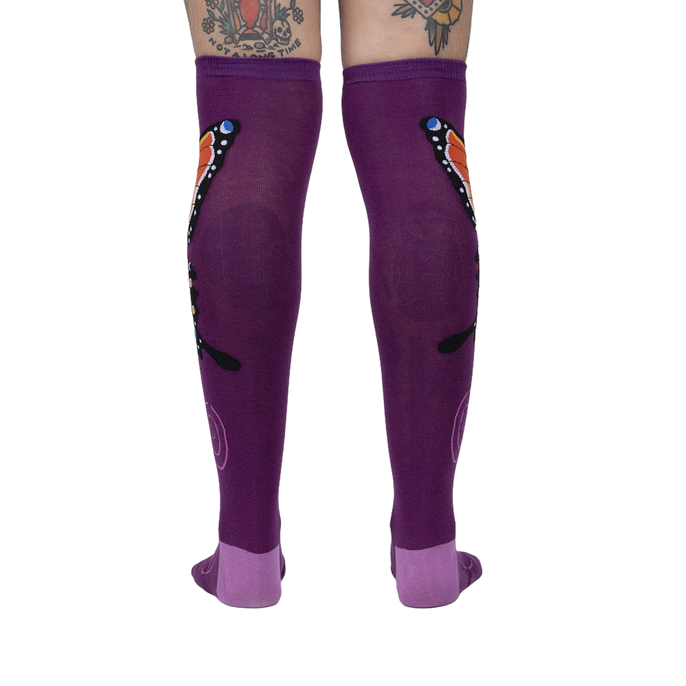 Back view of The Monarch socks, highlighting the design placement and overall sock shape.