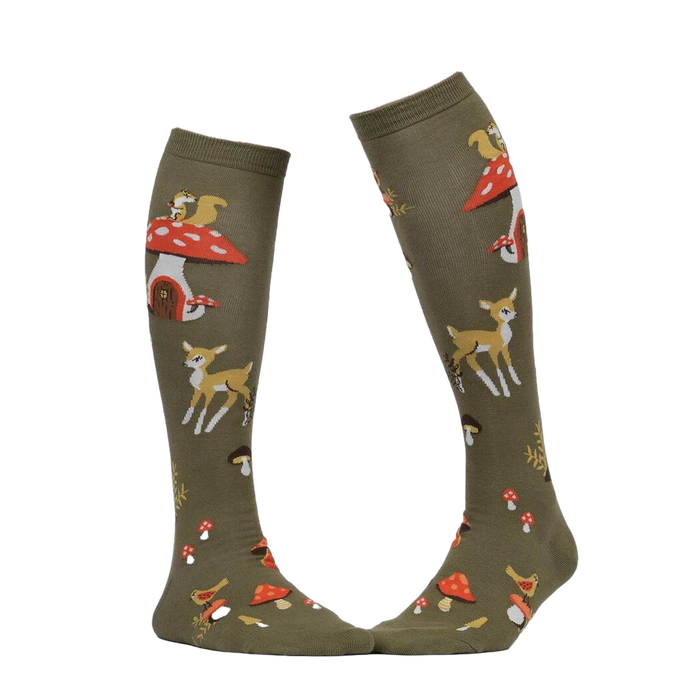 Lifestyle shot showing the socks on a person's legs, showcasing how they look when worn.