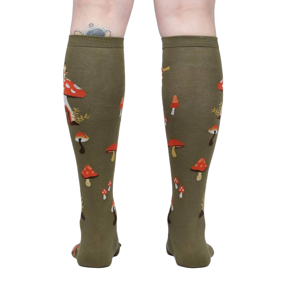 Rear view of the socks, highlighting the design on the back of the legs.