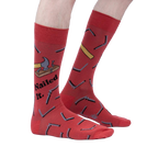 Lifestyle photo: Person wearing the 'Nailed It' socks, showcasing fit and style.