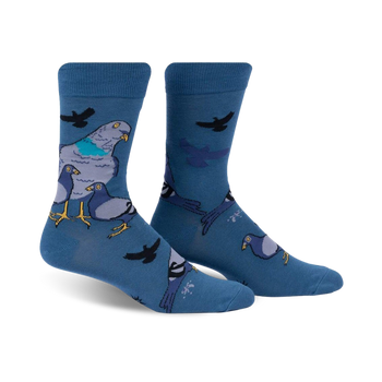 so fly so coo bird themed mens blue novelty crew socks