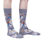 Lifestyle shot of a person's legs wearing the Sock Climbing socks, showing how they look on feet.