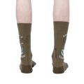 Back view of a person's legs showcasing the socks; the design is visible on both socks.