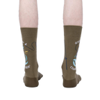 Back view of a person's legs showcasing the socks; the design is visible on both socks.