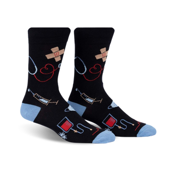 thoracic park doctor themed mens black novelty crew socks