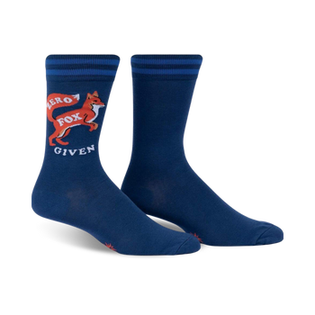 zero fox given fox themed mens blue novelty crew socks